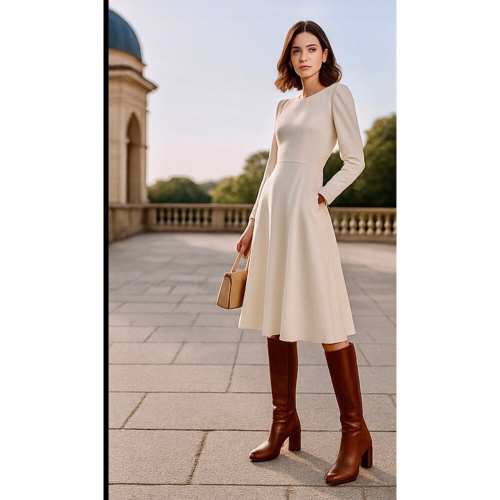 Tory Burch Brown Leather Tall Heeled Boots Knee High Pull On Size 9.5 - Picture 7 of 13
